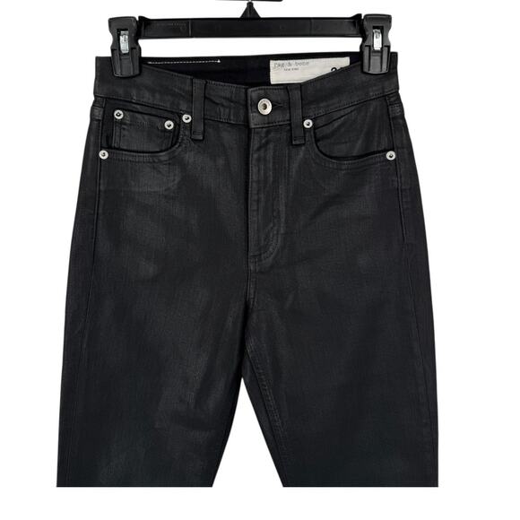Rag & Bone jeans black coated Nina  high rise skinny size 24 - Picture 2 of 6
